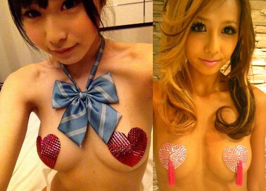 日本人女性の乳首がニプレスで隠れているエロ画像