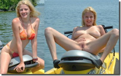 外国人の裸と水着を同時に写した比較ヌードのエロ画像 ②