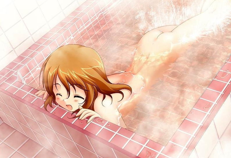 お風呂 温泉 お湯の中 お尻 突き出す 二次元 エロ画像