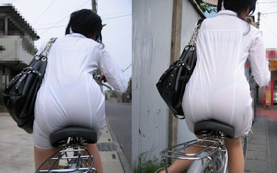 お尻の透けパン・パン線目線な自転車用サドルのエロ画像 ④