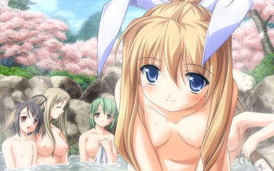 春の露天風呂！温泉と桜の二次元エロ画像 ②
