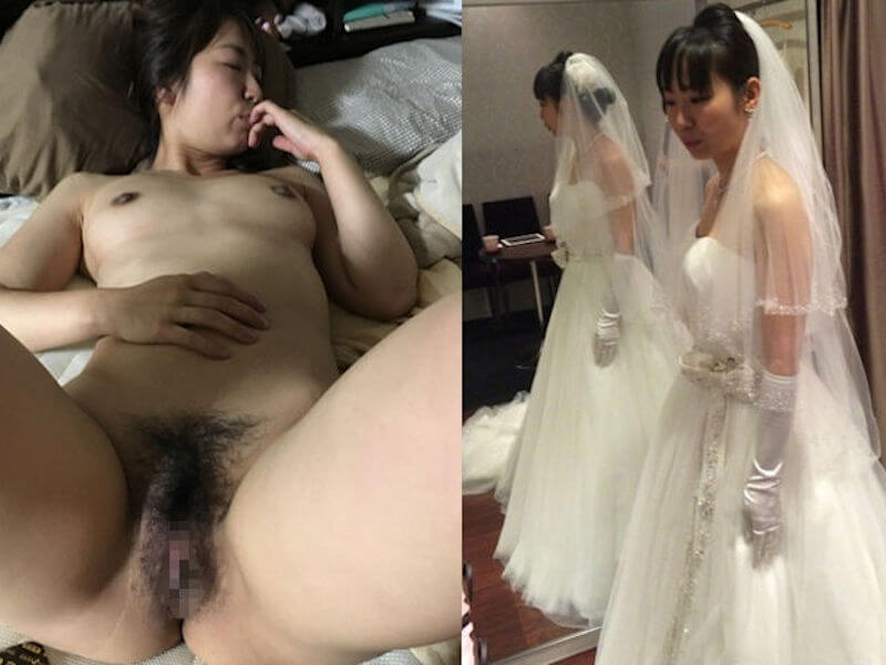 全裸とウェディングドレスの花嫁比較エロ画像