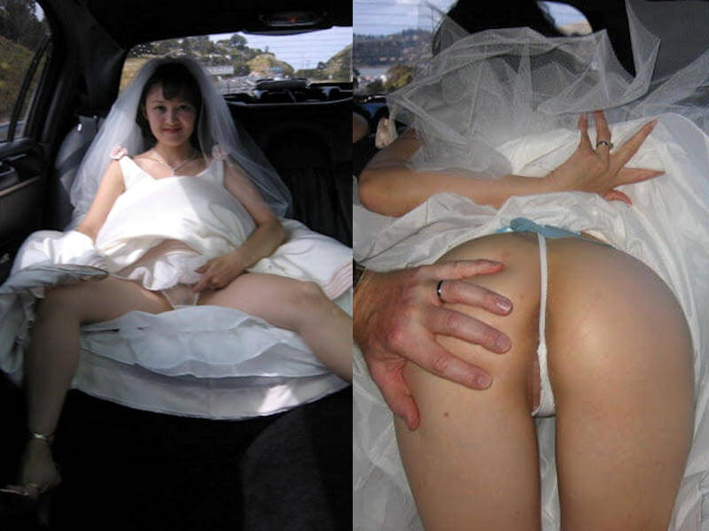 ブライダルカー 花嫁タクシー 車内露出 エロ画像