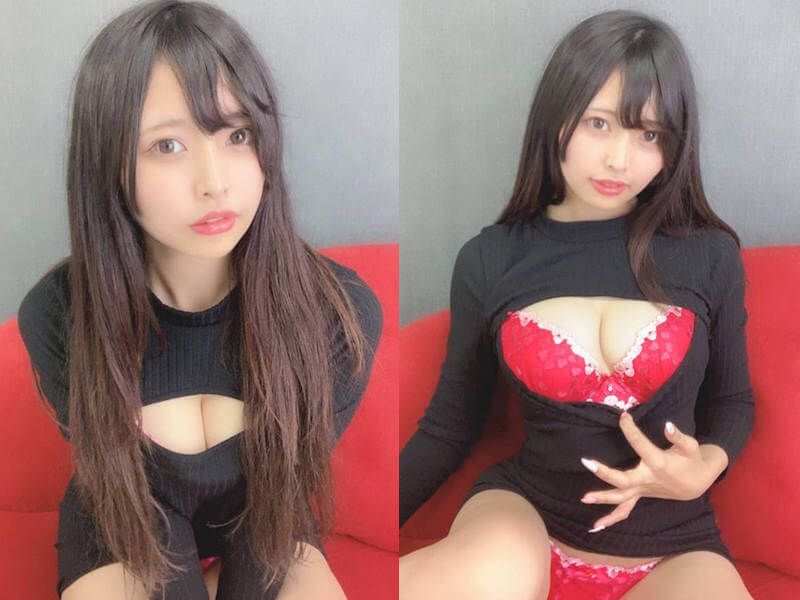 胸開きニットのエロ画像