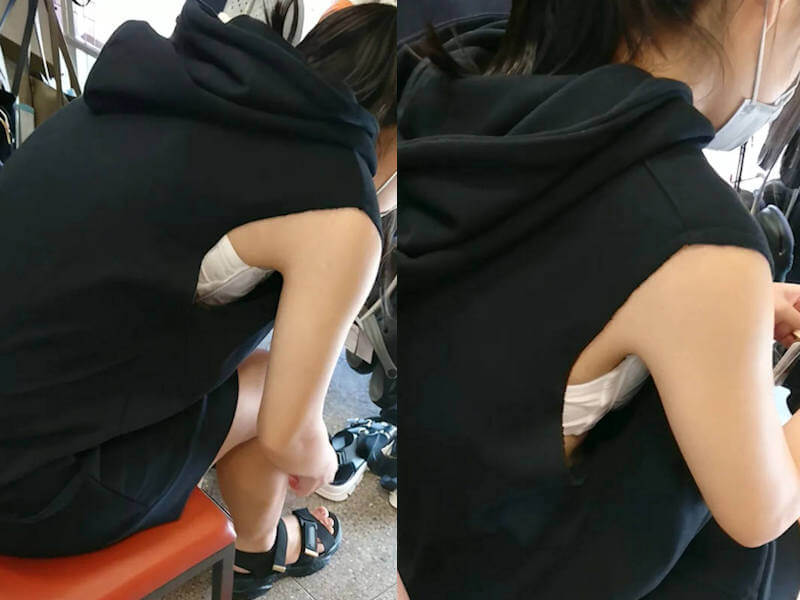 胸チラした瞬間エ□画像
