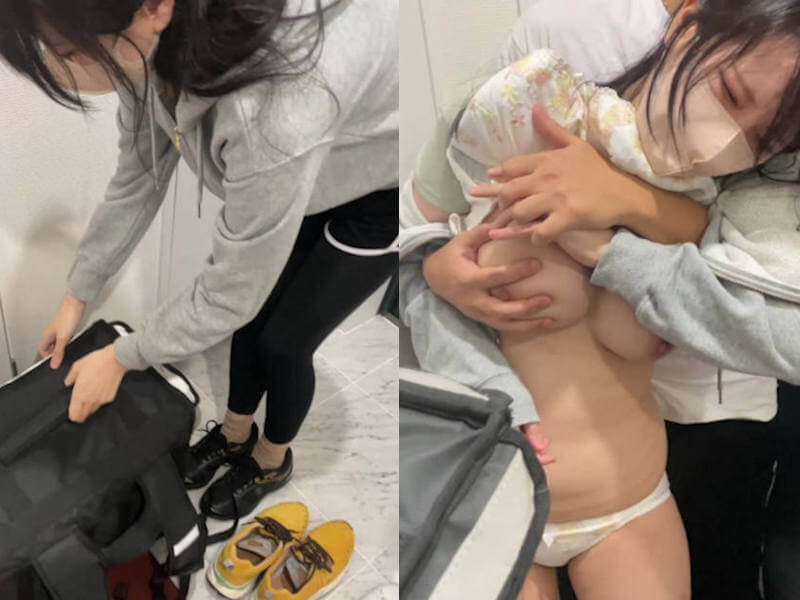 女性配達員を触るセクハラ画像