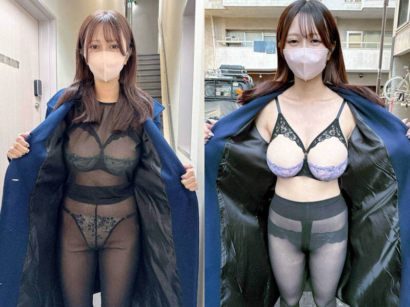 セクシーランジェリーで露出するエロ画像