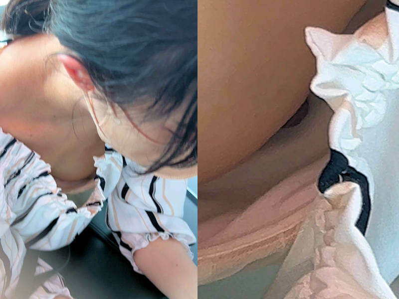 電車で見えた！女子の胸チラエロ画像