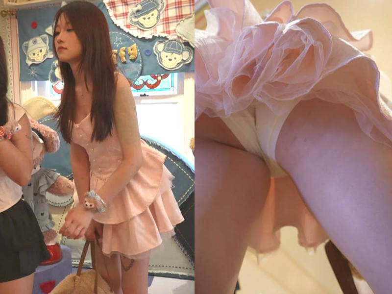 女子の立ち姿と逆さ撮りパンチラのエロ画像